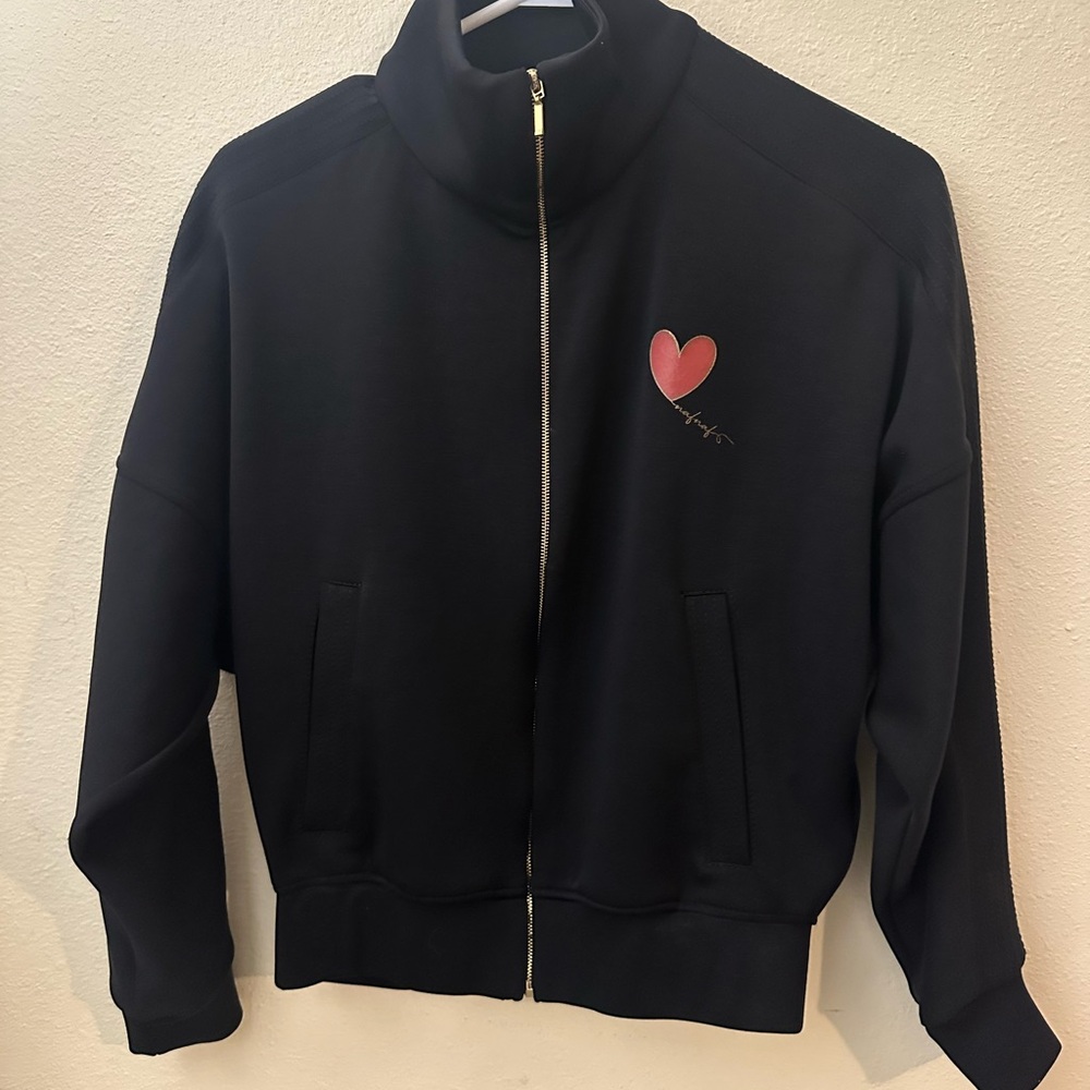 Naf Naf Paris Black Jacket with Heart Design, Women, Size XS